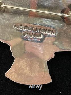 Vintage Zuni HE Cellicion Knifewing Sterling Silver Inlay Pin Pendant 20