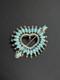 Vintage Zuni Heart & Arrow Pin Pendant Brooch With Turquoise