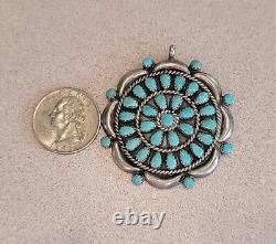 Vintage Zuni Homer Vacit HV Sterling Silver Turquoise Cluster Pin Pendant Brooch