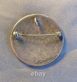 Vintage Zuni, Hopi, Navajo Indian Silver Overlay Thunderbird Pin Turquoise Inlay