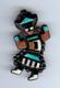 Vintage Zuni Indian Silver Coral Onyx & Turquoise Inlay Rainbow Man Pin Brooch