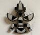 Vintage Zuni Indian Silver Inlay Mother Of Pearl & Onyx Knifewing Pin Brooch