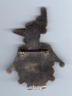 Vintage Zuni Indian Silver Inlay Turquoise Onyx Coral Thunderbird Pin Brooch