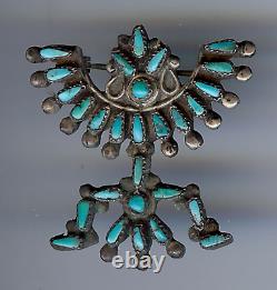 Vintage Zuni Indian Silver Turquoise Knifewing Man Pin