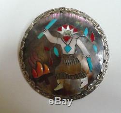Vintage Zuni Indian Sterling Pin/pendant Apache Fire Dancer Effie Qualo Rare