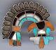Vintage Zuni Indian Sterling Silver Inlaid Stones Rainbow Man Pin