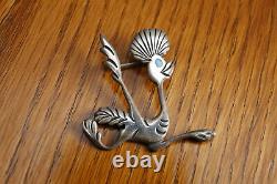 Vintage Zuni Inlaid Turquoise Sterling Silver Roadrunner and Wile E Coyote Pins