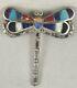 Vintage Zuni Inlay Dragonfly Turquoise Opal Jet Lapis Coral Pin Pendant Signed