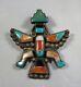 Vintage Zuni Inlay Knifewing Pin Brooch Sterling Silver Turquoise Jet