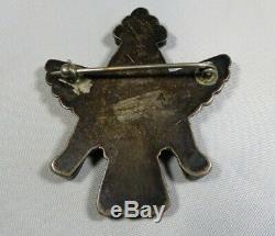 Vintage Zuni Inlay Knifewing Pin Brooch Sterling Silver Turquoise Jet