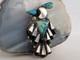 Vintage Zuni J. Poncho Peyote Water Bird Pin Sterling Inlay Turquoise Jet Mop