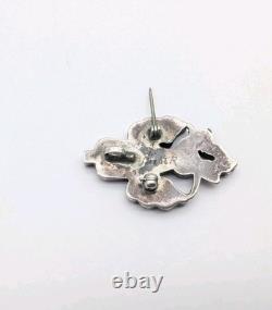 Vintage Zuni L Harker Sterl Silver Channel Inlay Eagle Dancer Pin Pendant 1½