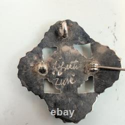 Vintage Zuni Laate Sterling Silver Turquoise Needlepoint Pin Pendant