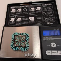 Vintage Zuni Laate Sterling Silver Turquoise Needlepoint Pin Pendant