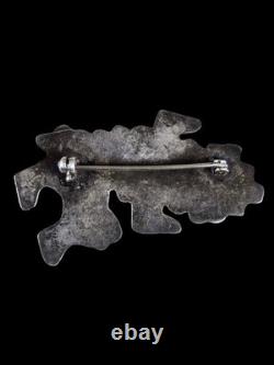 Vintage Zuni Multi-inlay Rainbow Man Sterling Silver Brooch Pin