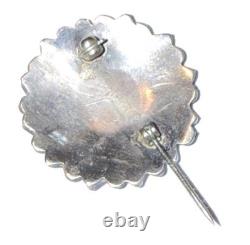 Vintage Zuni Native American Silver Inlay Sun Face Artisan Brooch Pin