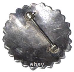 Vintage Zuni Native American Silver Inlay Sun Face Artisan Brooch Pin