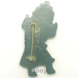 Vintage Zuni Native American Silver Rainbow Dancer Turquoise Corral Stone Brooch