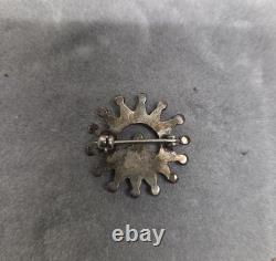 Vintage Zuni Native Turquoise Silver Brooch Pin