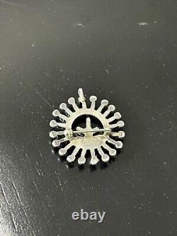 Vintage Zuni Petit Needlepoint Sterling Silver Turquoise Pin Pendant Brooch