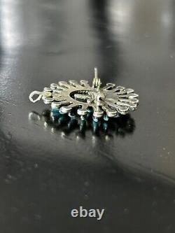 Vintage Zuni Petit Needlepoint Sterling Silver Turquoise Pin Pendant Brooch