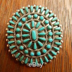 Vintage Zuni Petit Point Signed NVH NM Sterling Silver Turquoise Pin & Pendant