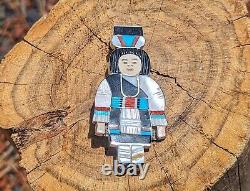 Vintage Zuni Pin Pendant Signed by Madeline Beyuka Sterling Silver Native Am