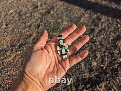 Vintage Zuni Pin Pendant Signed by Madeline Beyuka Sterling Silver Native Am