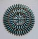 Vintage Zuni R. Paquin Sterling Silver Turquoise Needlepoint Sunburst Brooch Pin