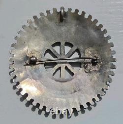 Vintage Zuni R. Paquin Sterling Silver Turquoise Needlepoint Sunburst Brooch Pin