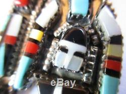 Vintage Zuni Rainbow Man Herbert Cellicion Inlay Pendant Brooch Pin 1 7/16 High