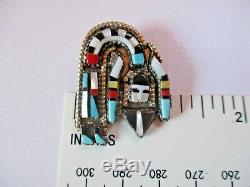 Vintage Zuni Rainbow Man Herbert Cellicion Inlay Pendant Brooch Pin 1 7/16 High