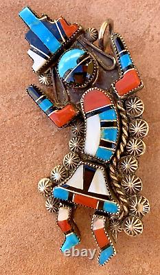 Vintage Zuni Rainbow Man Pendant Brooch Pin