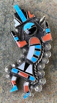 Vintage Zuni Rainbow Man Pendant Brooch Pin