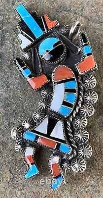 Vintage Zuni Rainbow Man Pendant Brooch Pin