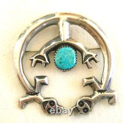 Vintage Zuni Rainbow Man Pendant/Pin Turquoise Cabochon 21.3gr