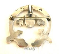 Vintage Zuni Rainbow Man Pendant/Pin Turquoise Cabochon 21.3gr