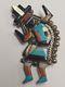 Vintage Zuni Rainbow Man Turquoise/spiny Oyster Shell/jet/mop Inlay Sterling Pin