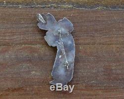 Vintage Zuni Rainbow Yei Multi-Stone Inlay Sterling Silver Pendant and Pin
