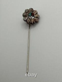 Vintage Zuni Sadie Morris Laahte Sun Face Sterling Silver Cowrie Shell Stick Pin