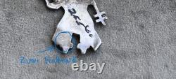 Vintage Zuni Silver Coral Onyx & Turquoise Inlay Crown Dancer Brooch 2 1/8 Inch