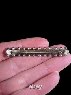 Vintage Zuni Snake Eye Turquoise Sterling Silver Bar Pin Brooch