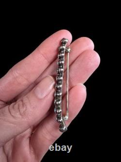 Vintage Zuni Snake Eye Turquoise Sterling Silver Bar Pin Brooch