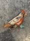 Vintage Zuni Sterling Mosaic Inlay Cardinal Pin Brooch By Virgil & Shirley Benn