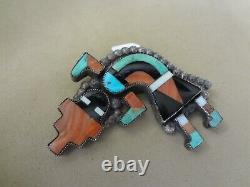 Vintage Zuni Sterling Multi-gemstone Rainbow Dancer Pin Brooch