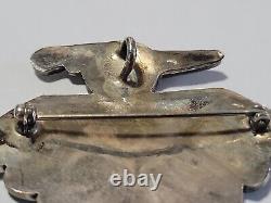 Vintage Zuni Sterling Native American Thunderbird Multi Stone Inlay Brooch/pin