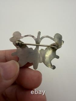 Vintage Zuni Sterling Silver Butterfly Pin/ Pendant Hand-Cut Mosaic Inlay 1.5