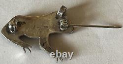 Vintage Zuni Sterling Silver Inlay Frog Pin/Pendant