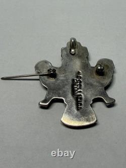 Vintage Zuni Sterling Silver Inlay Knifewing Pin Pendant H. E. Cellicion