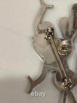 Vintage Zuni Sterling Silver Inlay Pin/pendent Turquoise Coral Signed Kelly E